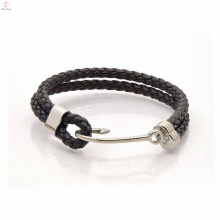 Two Layers Leather Stainless Steel Hook Bracelets